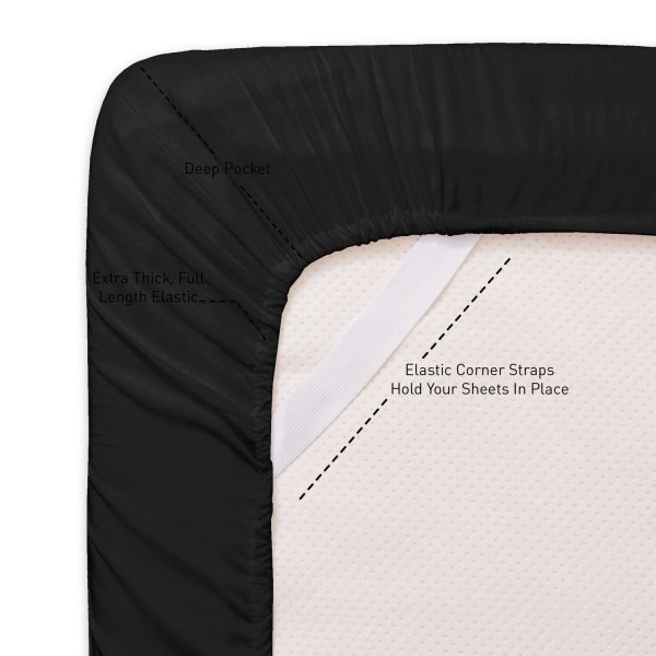 1500 Supreme Collection Sheet Sets Black - Luxury Hotel Bed Sheets and Pillowcase Set For Mattress - Extra Soft, Elastic Corner Straps, Deep Pocket Sheets, Black Hot on Sale - Image 4