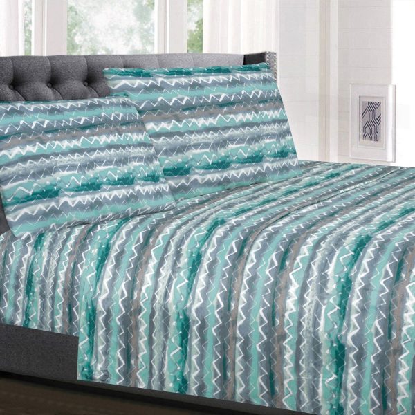 1500 Supreme Collection Extra Soft Summerset Ocean Vibe Chevron Pattern Sheet Set - Luxury Bed Sheets Set With Deep Pocket Wrinkle Free Bedding, Printed Pattern Cheap - Image 3