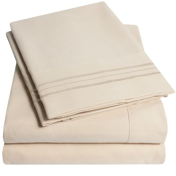 1500 Supreme Collection Sheet Sets Beige Cream - Luxury Hotel Bed Sheets and Pillowcase Set For Mattress - Extra Soft, Elastic Corner Straps, Deep Pocket Sheets, Beige Cream Fashion