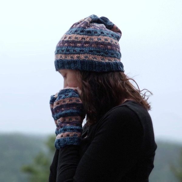 Stripe-A-Dots Hat and Gloves Knitting Kit Supply
