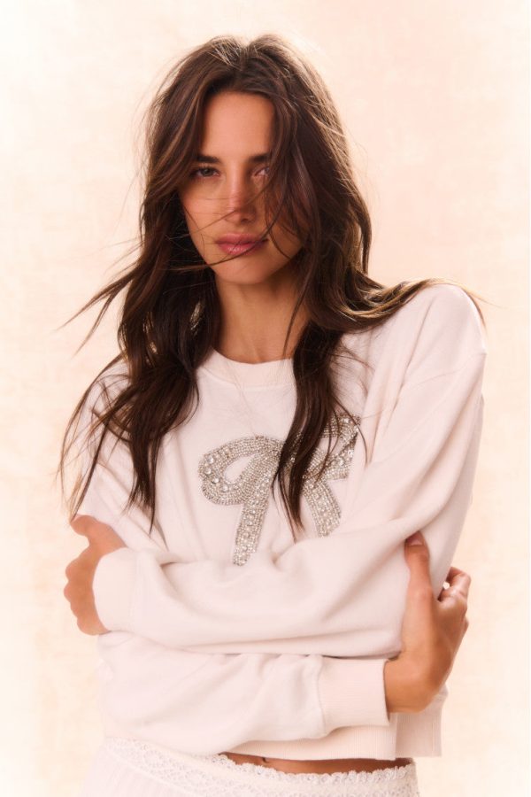 Rylan Bow-Embellished Fleece Pullover For Sale - Image 2