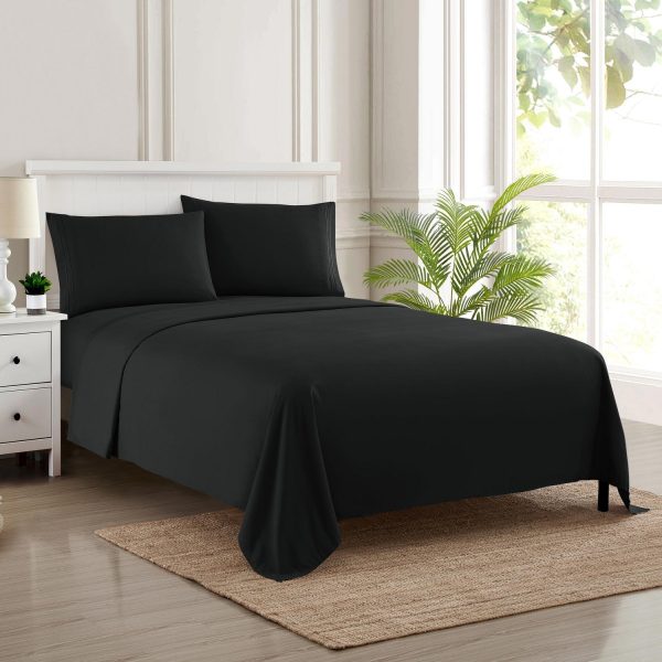 1500 Supreme Collection Sheet Sets Black - Luxury Hotel Bed Sheets and Pillowcase Set For Mattress - Extra Soft, Elastic Corner Straps, Deep Pocket Sheets, Black Hot on Sale - Image 2