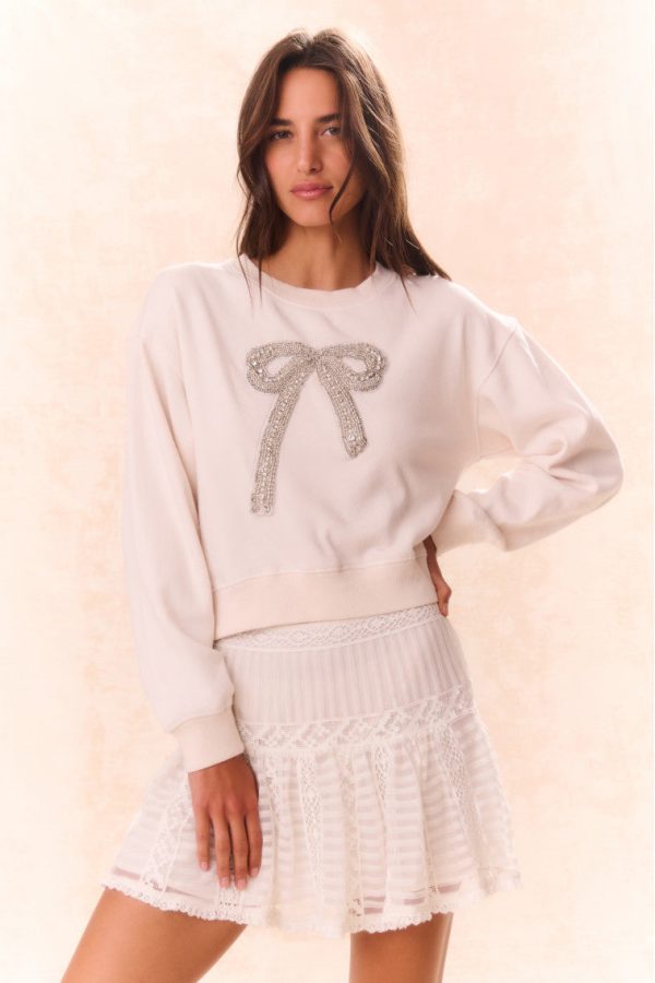 Rylan Bow-Embellished Fleece Pullover For Sale