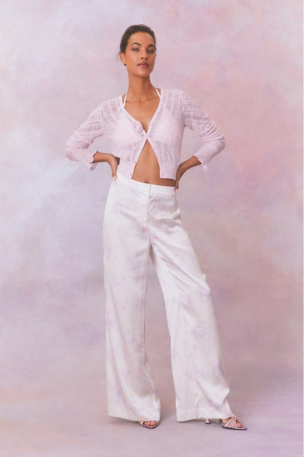 Daniya Wide Leg Printed Silk Pants Sale