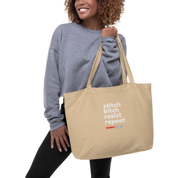 Stitch Bitch Resist Repeat Extra Large organic tote bag Discount - Image 2