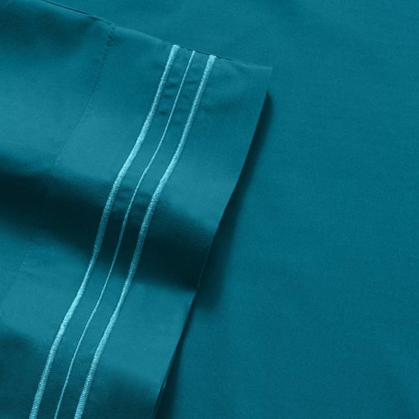 1500 Supreme Collection Sheet Sets Teal - Luxury Hotel Bed Sheets and Pillowcase Set For Mattress - Extra Soft, Elastic Corner Straps, Deep Pocket Sheets, Teal Hot on Sale - Image 5