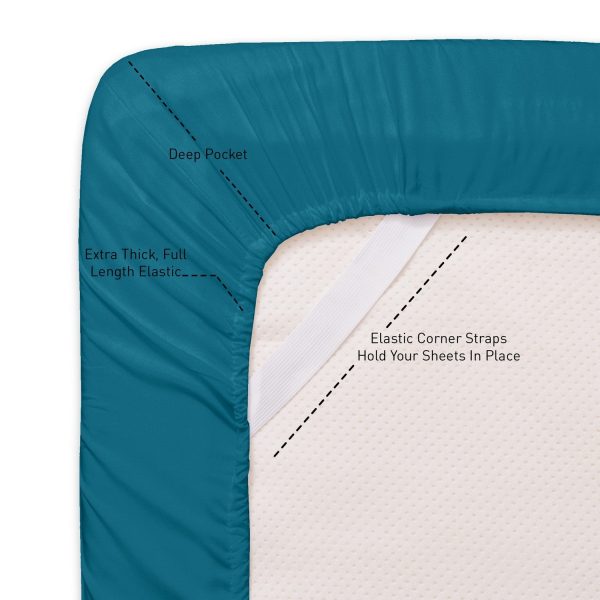 1500 Supreme Collection Sheet Sets Teal - Luxury Hotel Bed Sheets and Pillowcase Set For Mattress - Extra Soft, Elastic Corner Straps, Deep Pocket Sheets, Teal Hot on Sale - Image 4