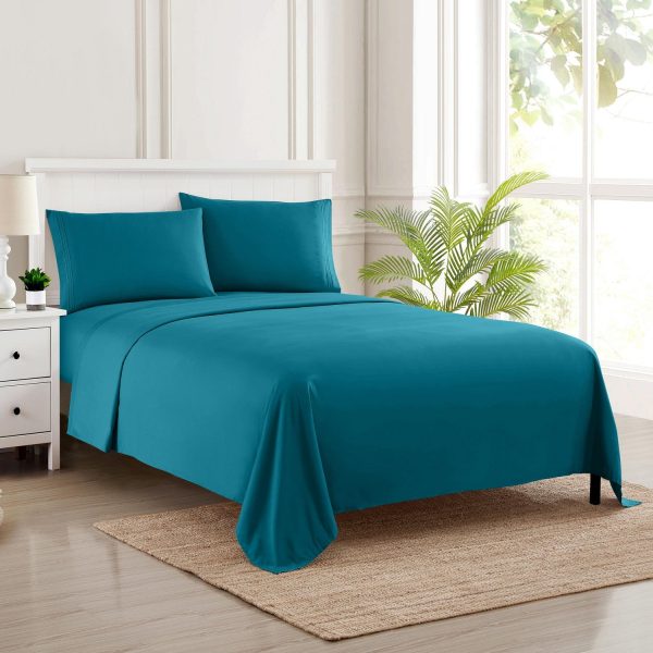 1500 Supreme Collection Sheet Sets Teal - Luxury Hotel Bed Sheets and Pillowcase Set For Mattress - Extra Soft, Elastic Corner Straps, Deep Pocket Sheets, Teal Hot on Sale - Image 2