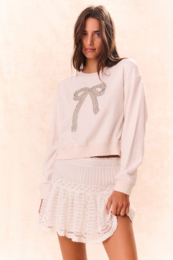 Rylan Bow-Embellished Fleece Pullover For Sale - Image 3
