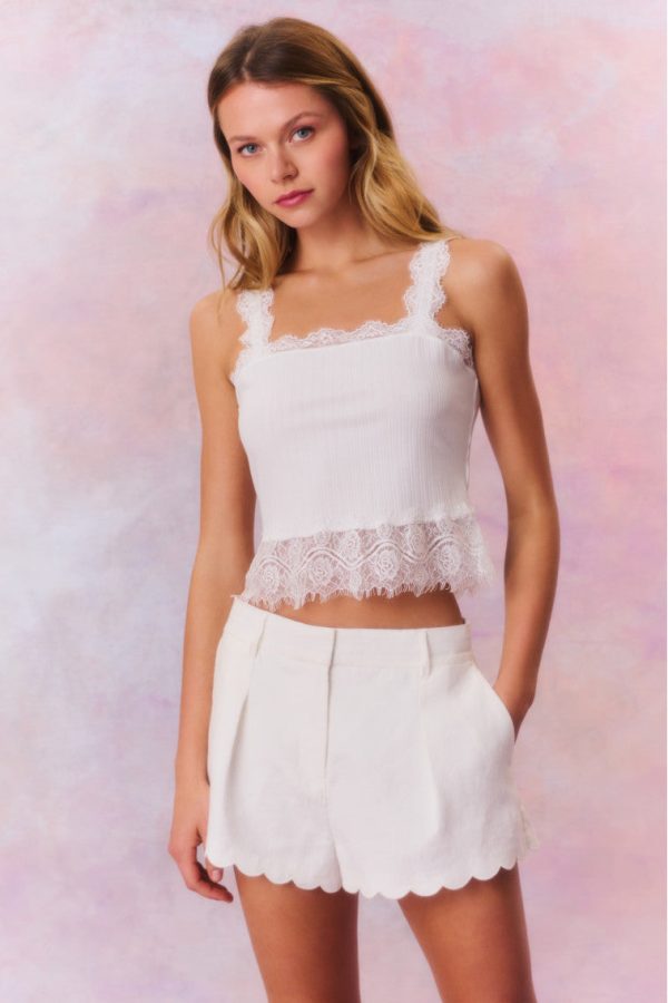 Lacette Linen Scallop Hem Shorts Fashion - Image 2