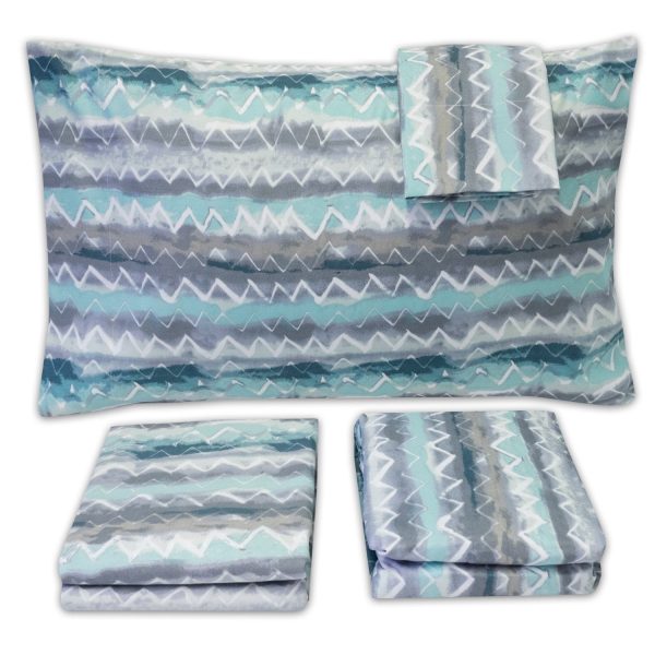 1500 Supreme Collection Extra Soft Summerset Ocean Vibe Chevron Pattern Sheet Set - Luxury Bed Sheets Set With Deep Pocket Wrinkle Free Bedding, Printed Pattern Cheap - Image 2
