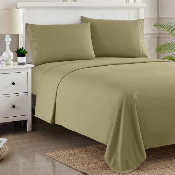 1500 Supreme Collection Sheet Sets Sage Green - Luxury Hotel Bed Sheets and Pillowcase Set For Mattress - Extra Soft, Elastic Corner Straps, Deep Pocket Sheets, Sage Green Online - Image 3