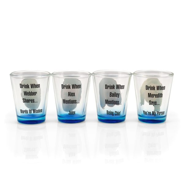 Greys Anatomy Drinking Game | Set Of 4 Character Shot Glasses | 2 Ounces Each Online Hot Sale - Image 2