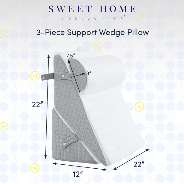 3-Piece Support Wedge Pillow Set with High Density Foam Discount - Image 3