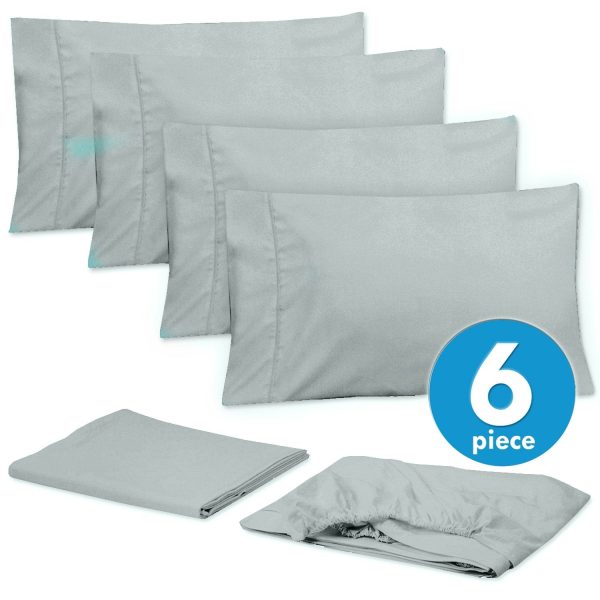 Deluxe 6-Piece Bed Sheet Set (Porcelain Blue) For Discount - Image 4