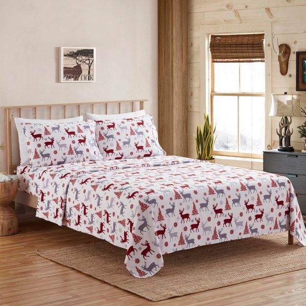 Buffalo Deer Flannel 4-Piece Sheet Set Online Sale