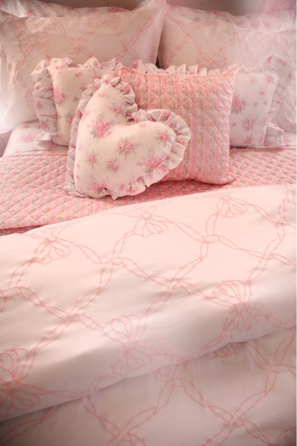 Embroidered Bow Duvet Cover + Sham Set For Cheap - Image 3