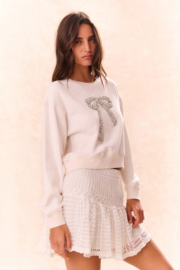 Rylan Bow-Embellished Fleece Pullover For Sale - Image 4