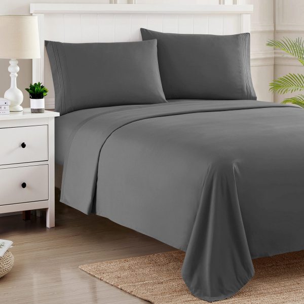 1500 Supreme Collection Sheet Sets Gray - Luxury Hotel Bed Sheets and Pillowcase Set For Mattress - Extra Soft, Elastic Corner Straps, Deep Pocket Sheets, Gray Online - Image 3