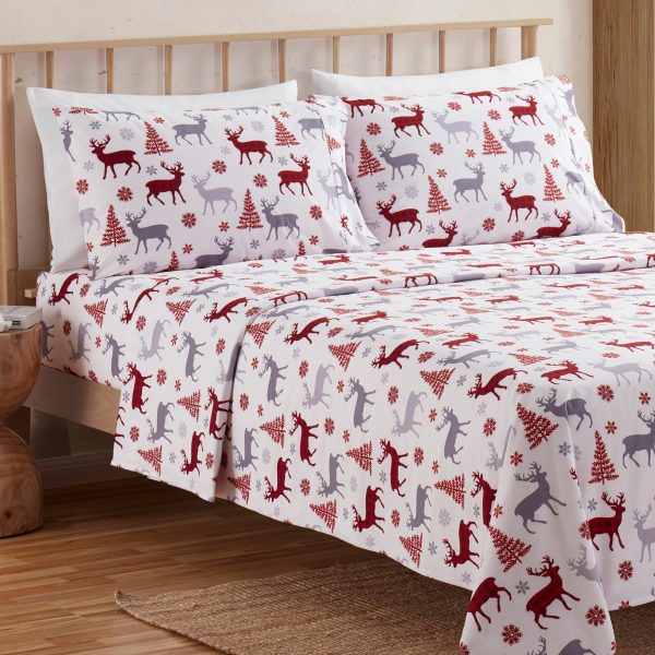 Buffalo Deer Flannel 4-Piece Sheet Set Online Sale - Image 2