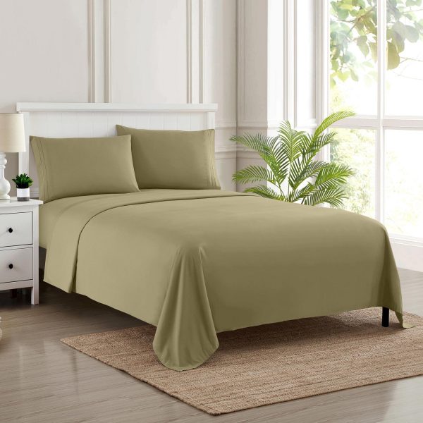 1500 Supreme Collection Sheet Sets Sage Green - Luxury Hotel Bed Sheets and Pillowcase Set For Mattress - Extra Soft, Elastic Corner Straps, Deep Pocket Sheets, Sage Green Online - Image 2