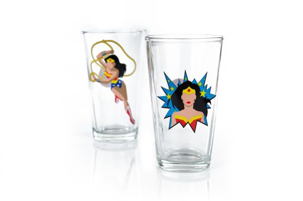 DC Wonder Woman Pint Glass Set | Two Action Packed 16-Ounce Cups | Set Of 2 Sale - Image 4