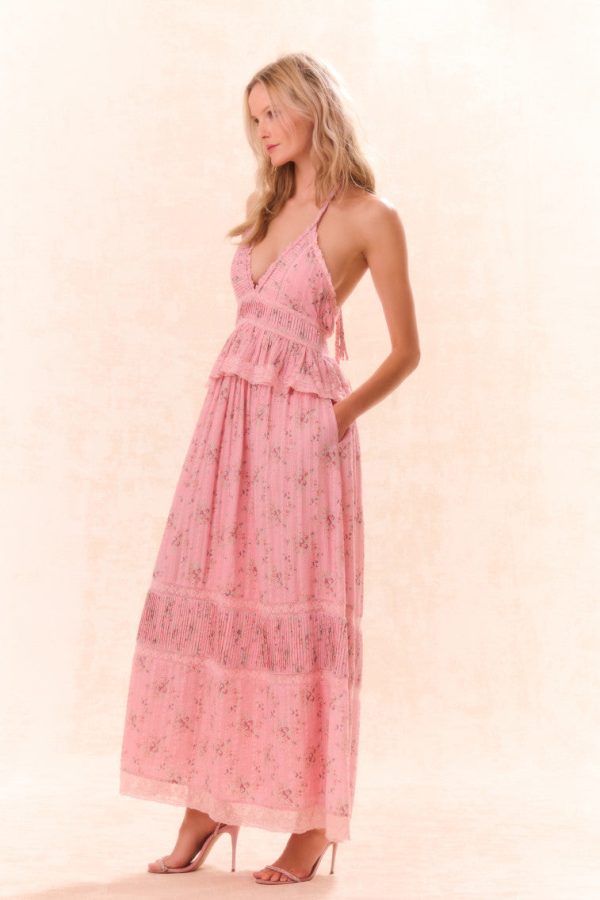 Avice Halter Cotton Print Maxi Dress Online Hot Sale - Image 4