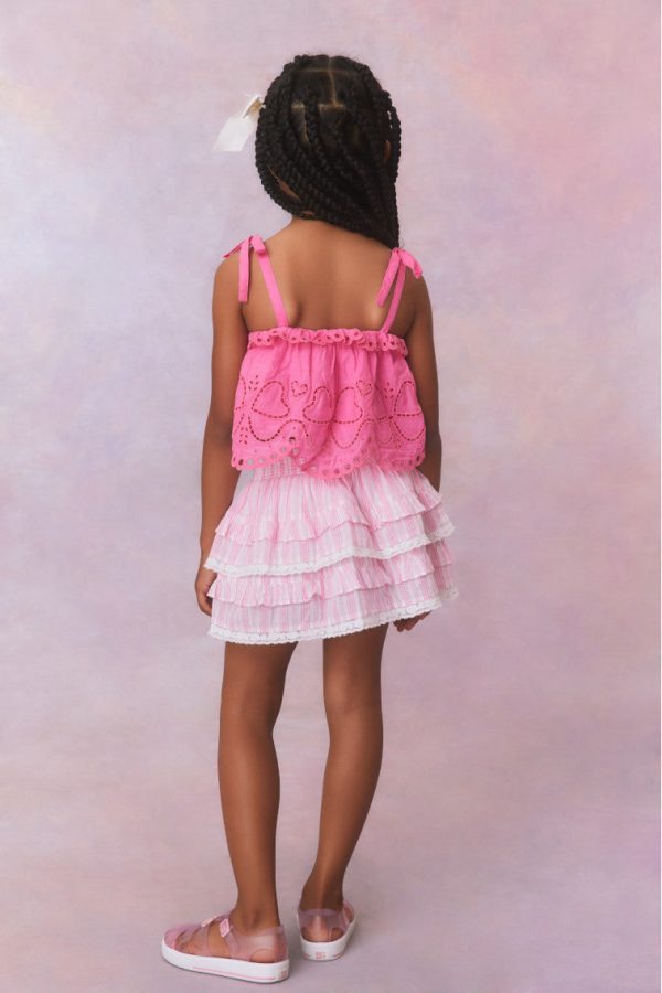 Girls Billie Cotton Stripe Skirt- CAPTIVA PINK For Sale - Image 5