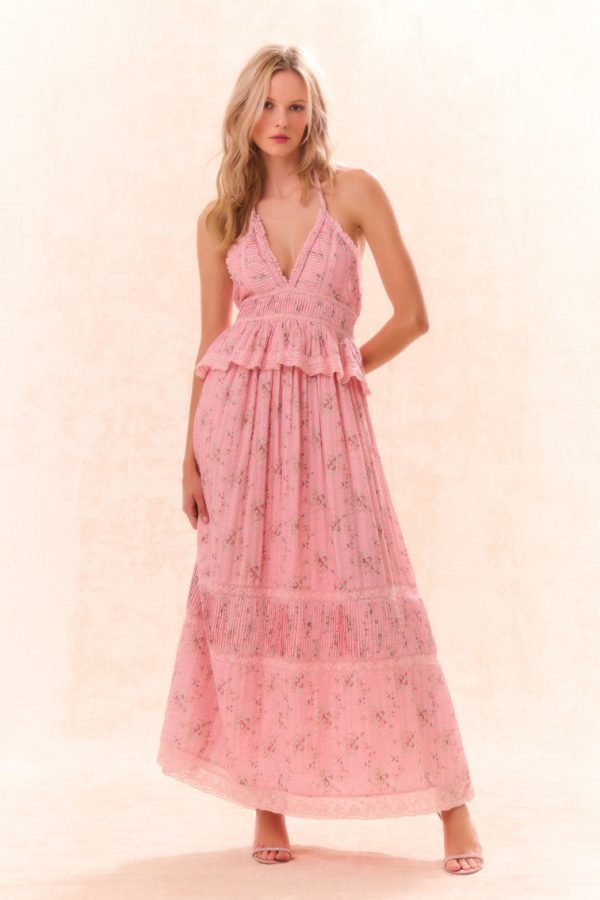 Avice Halter Cotton Print Maxi Dress Online Hot Sale - Image 3